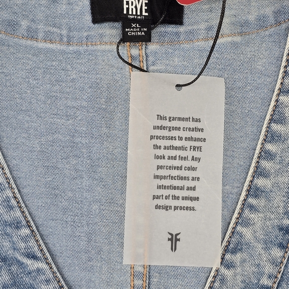 NWT Frye Light Wash Denim Mini Dress Sleeveless V-Neck Button Front Size XL - Picture 6 of 10